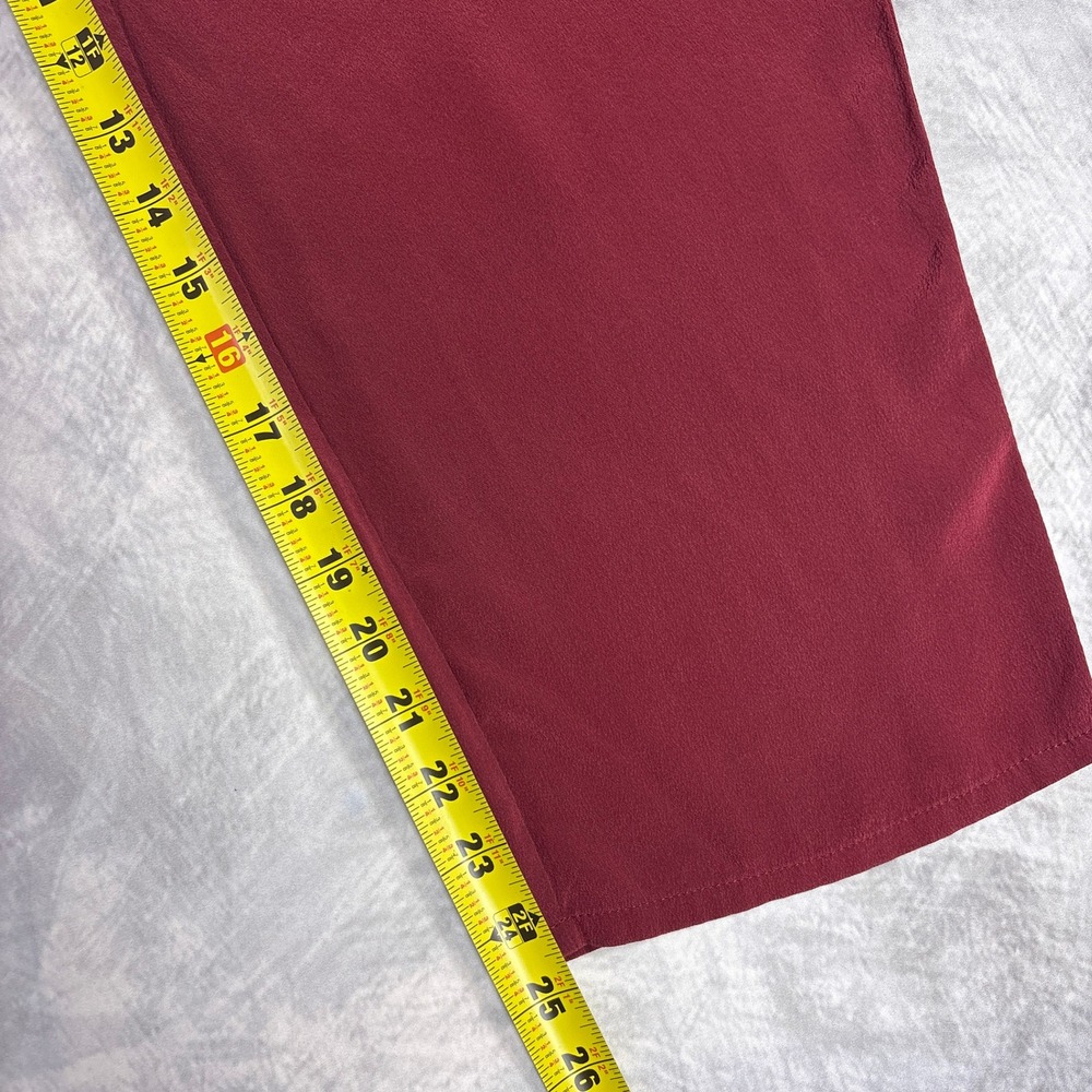 WinterSilks Pants Womens Petite Medium Burgundy 100% Silk Pull On Straight Leg - Picture 5 of 6